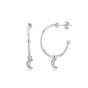 HOOP EARRINGS WITH TINY MOON