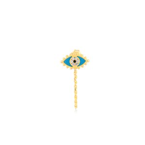 Mini Eye Stud with Chain in Blue