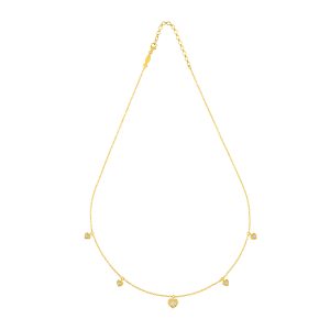 Multi Tiny Heart Necklace With Stone