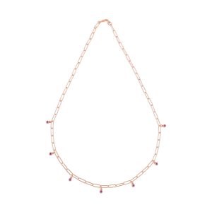 Paper clip Necklace with tiny Rose de France Stones AU